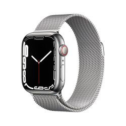 Apple Watch 7 GPS Cellulare 41mm D'Argento Acciaio Custodia D'Argento Milanese Ciclo Continuo