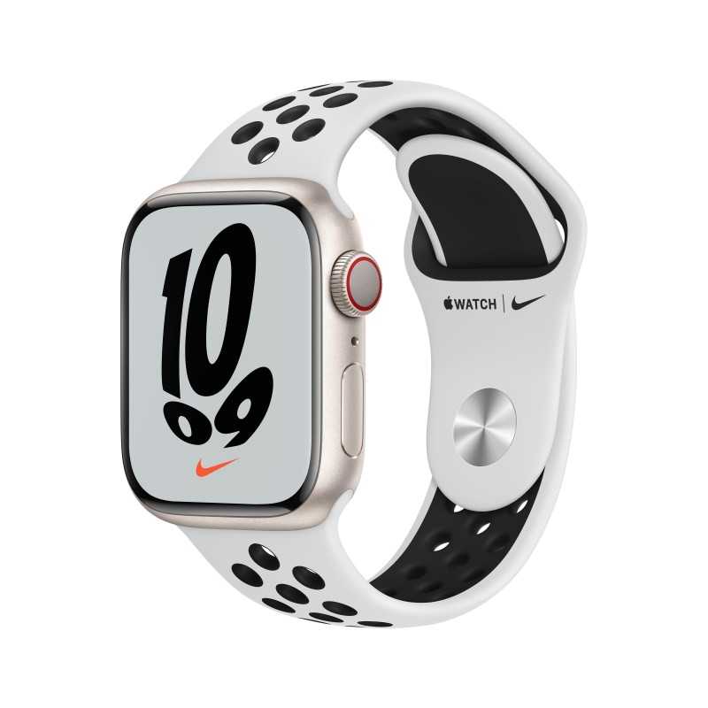 Apple Watch Nike 7 GPS Cellulare 41mm Starlight AluMinium Custodia Pure PlatinumNero B RegularMKJ33TY/A