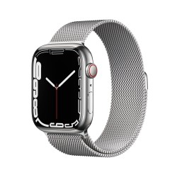 Apple Watch 7 GPS Cellulare 45mm D'Argento Acciaio Custodia D'Argento Milanese Ciclo ContinuoMKJW3TY/A