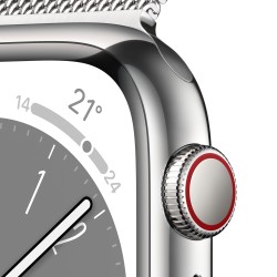 Watch 8 GPS Cellulare 45mm Acciaio D'Argento Milanese