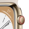 Apple Watch Series 8 GPS + Cellular 45mm Cassa in Acciaio Inossidabile color Oro con Cinturino Sport Band Galassia - Regular