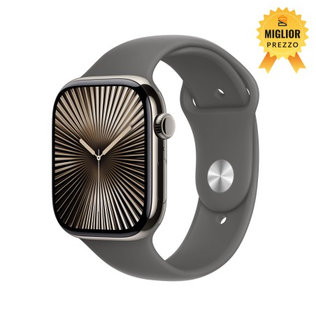 Apple Watch 10 Cellular 46mm Natural Titanium Case Stone Grey Sport M L